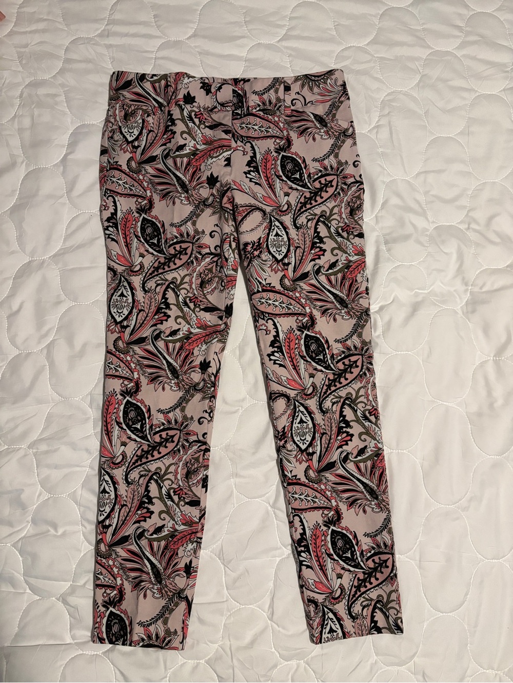 NEW YORK & COMPANY Printed Slim Leg Pants in Pink Paisley